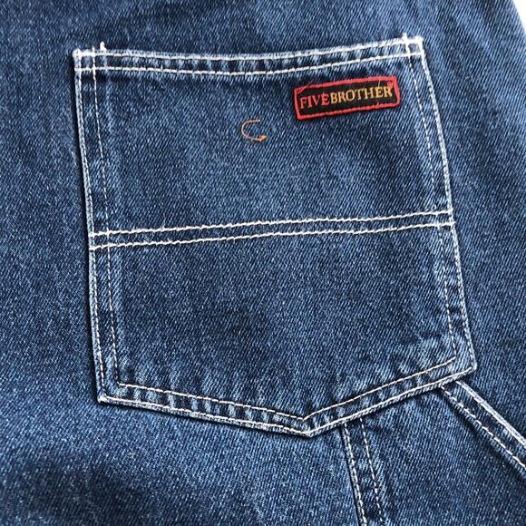Five Brother Mens Carpenter Jeans Size 38x32 Blue Denim Fleece Line Workwear - Picture 12 of 16